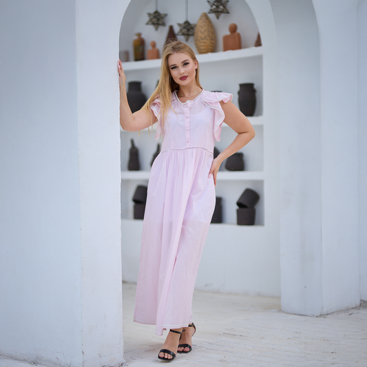 Baby pink Dress with Flowy Sleeves
